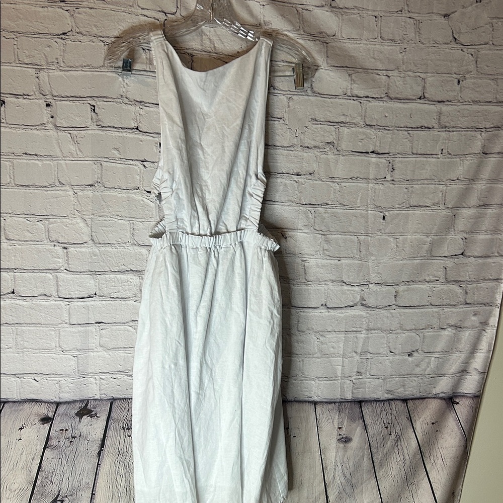 NWT Petal &Pup white Esther linen cotton A-Line open back midi dress